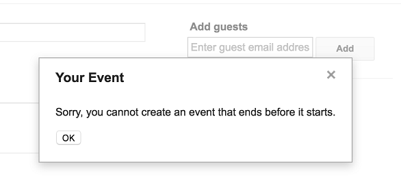 can't create an event