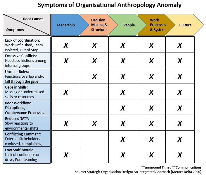 Symptoms of organisational anthropology anomaly